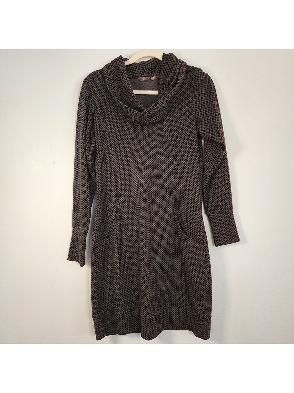Merrell Indira Geometric Cowlneck‎ Ponte Dress Sz M NWOT Pockets Gray